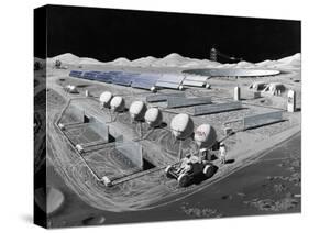Futurist Vision of a Lunar Observatory with a Radio Telescope Built into the Lunar Surface, 1988-null-Stretched Canvas