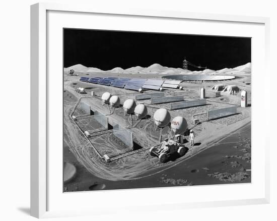 Futurist Vision of a Lunar Observatory with a Radio Telescope Built into the Lunar Surface, 1988-null-Framed Photo