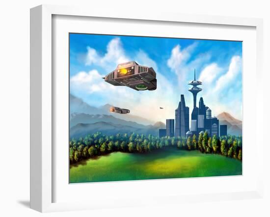 Futuristic City-Thufir-Framed Art Print