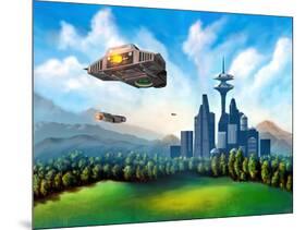 Futuristic City-Thufir-Mounted Art Print