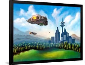 Futuristic City-Thufir-Framed Art Print