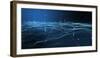 Futuristic Flight through a Digital Line Landscape, Blue Dust Particle ,Abstract Background. 3D Ren-ko_orn-Framed Photographic Print