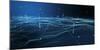 Futuristic Flight through a Digital Line Landscape, Blue Dust Particle ,Abstract Background. 3D Ren-ko_orn-Mounted Photographic Print