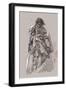 Futuristic Knight with Blade,Drawing,Sketch-Tithi Luadthong-Framed Art Print