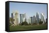 Futuristic Skyscrapers Downtown in Doha, Qatar, Middle East-Angelo Cavalli-Framed Stretched Canvas
