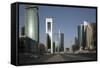 Futuristic Skyscrapers Downtown in Doha, Qatar, Middle East-Angelo Cavalli-Framed Stretched Canvas