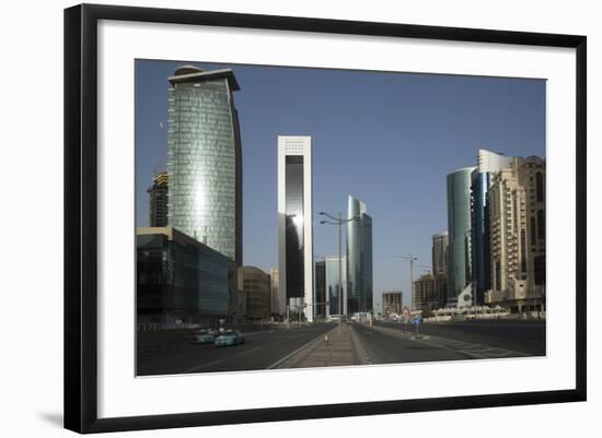 Futuristic Skyscrapers Downtown in Doha, Qatar, Middle East-Angelo Cavalli-Framed Photographic Print