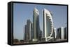 Futuristic Skyscrapers Downtown in Doha, Qatar, Middle East-Angelo Cavalli-Framed Stretched Canvas