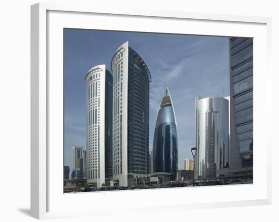 Futuristic Skyscrapers Downtown in Doha, Qatar, Middle East-Angelo Cavalli-Framed Photographic Print