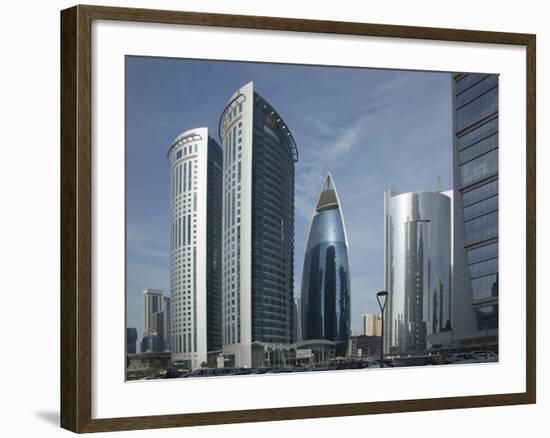 Futuristic Skyscrapers Downtown in Doha, Qatar, Middle East-Angelo Cavalli-Framed Photographic Print