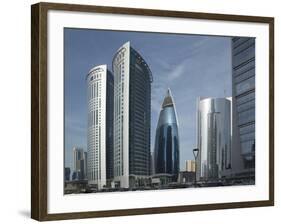 Futuristic Skyscrapers Downtown in Doha, Qatar, Middle East-Angelo Cavalli-Framed Photographic Print