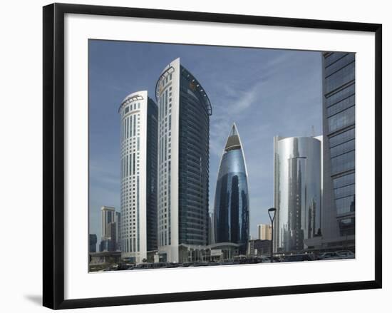 Futuristic Skyscrapers Downtown in Doha, Qatar, Middle East-Angelo Cavalli-Framed Photographic Print