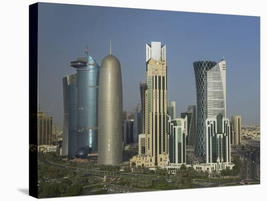 Futuristic Skyscrapers Downtown in Doha, Qatar, Middle East-Angelo Cavalli-Stretched Canvas