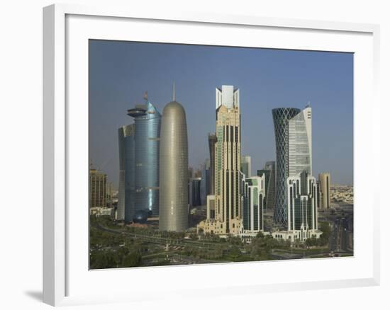 Futuristic Skyscrapers Downtown in Doha, Qatar, Middle East-Angelo Cavalli-Framed Photographic Print