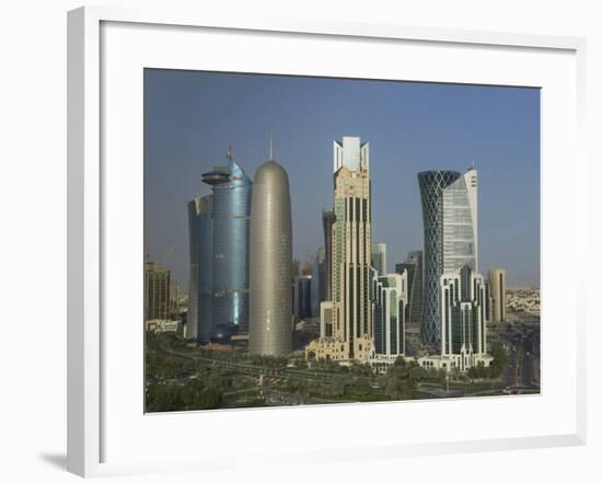 Futuristic Skyscrapers Downtown in Doha, Qatar, Middle East-Angelo Cavalli-Framed Photographic Print