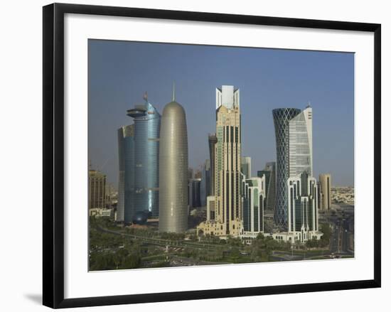 Futuristic Skyscrapers Downtown in Doha, Qatar, Middle East-Angelo Cavalli-Framed Photographic Print