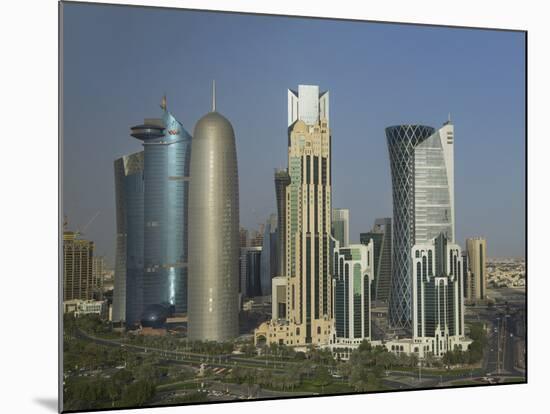 Futuristic Skyscrapers Downtown in Doha, Qatar, Middle East-Angelo Cavalli-Mounted Photographic Print