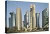 Futuristic Skyscrapers Downtown in Doha, Qatar, Middle East-Angelo Cavalli-Stretched Canvas