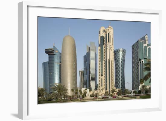 Futuristic Skyscrapers Downtown in Doha, Qatar, Middle East-Angelo Cavalli-Framed Photographic Print