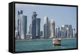 Futuristic Skyscrapers in Doha, Qatar, Middle East-Angelo Cavalli-Framed Stretched Canvas