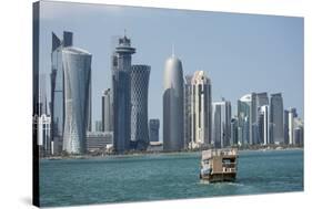 Futuristic Skyscrapers in Doha, Qatar, Middle East-Angelo Cavalli-Stretched Canvas