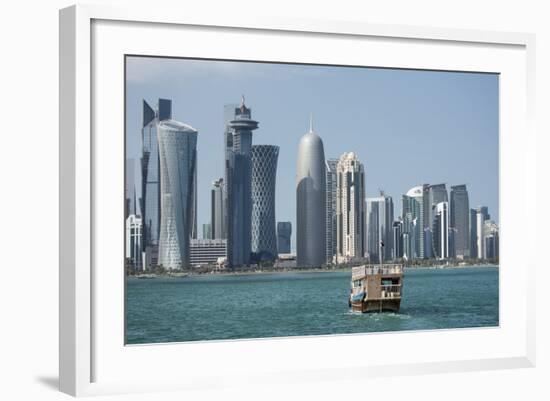 Futuristic Skyscrapers in Doha, Qatar, Middle East-Angelo Cavalli-Framed Photographic Print