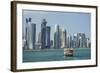 Futuristic Skyscrapers in Doha, Qatar, Middle East-Angelo Cavalli-Framed Photographic Print