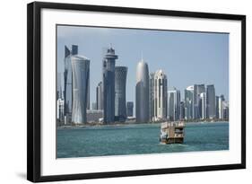 Futuristic Skyscrapers in Doha, Qatar, Middle East-Angelo Cavalli-Framed Photographic Print