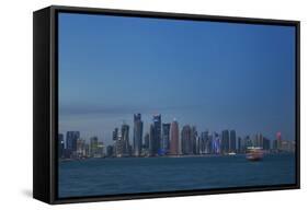 Futuristic Skyscrapers in Doha, Qatar, Middle East-Angelo Cavalli-Framed Stretched Canvas