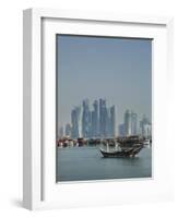 Futuristic Skyscrapers in Doha, Qatar, Middle East-Angelo Cavalli-Framed Photographic Print