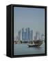 Futuristic Skyscrapers in Doha, Qatar, Middle East-Angelo Cavalli-Framed Stretched Canvas