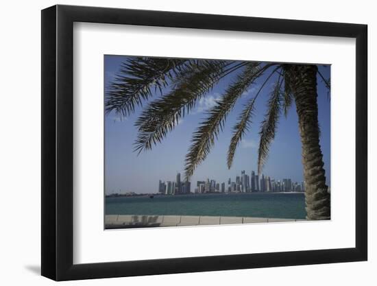 Futuristic Skyscrapers on the Distant Doha Skyline, Qatar, Middle East-Angelo Cavalli-Framed Photographic Print