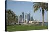 Futuristic Skyscrapers on the Doha Skyline, Qatar, Middle East-Angelo Cavalli-Stretched Canvas