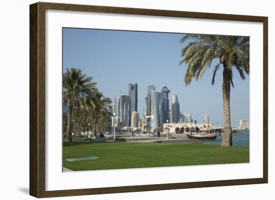 Futuristic Skyscrapers on the Doha Skyline, Qatar, Middle East-Angelo Cavalli-Framed Photographic Print