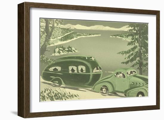 Futuristic Thirties Travel Trailer-null-Framed Art Print