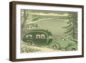 Futuristic Thirties Travel Trailer-null-Framed Art Print