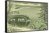 Futuristic Thirties Travel Trailer-null-Framed Stretched Canvas