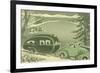 Futuristic Thirties Travel Trailer-null-Framed Premium Giclee Print