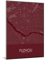 Fuzhou, China Red Map-null-Mounted Poster