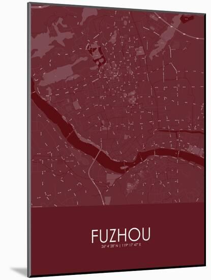 Fuzhou, China Red Map-null-Mounted Poster