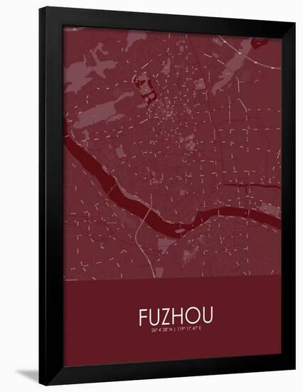 Fuzhou, China Red Map-null-Framed Poster