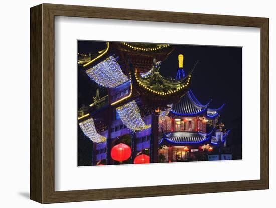 Fuzi Temple Precinct at Night.-Jon Hicks-Framed Photographic Print