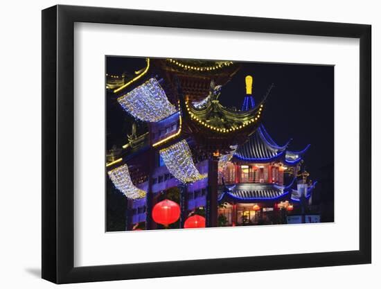 Fuzi Temple Precinct at Night.-Jon Hicks-Framed Photographic Print