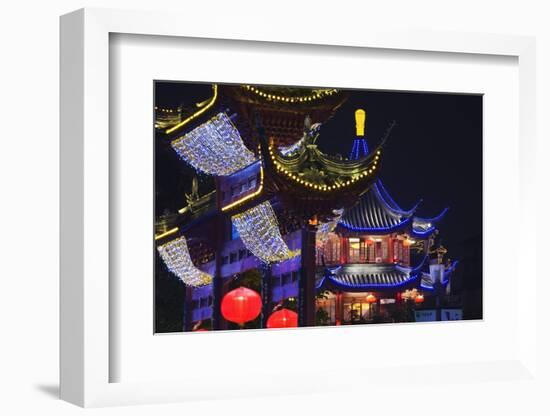 Fuzi Temple Precinct at Night.-Jon Hicks-Framed Photographic Print