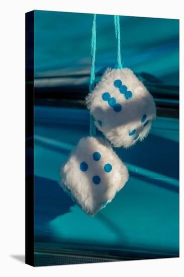 Fuzzy dice in classic car-Jim Engelbrecht-Stretched Canvas