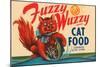 Fuzzy Wuzzy Brand Cat Food-null-Mounted Art Print