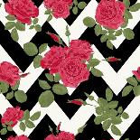 Seamless Red Floral Pattern on White-Fuzzyfox-Art Print