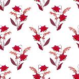 Seamless Flowers Roses Pattern on White Dotted-Fuzzyfox-Art Print