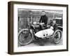 FW Dixon on a Harley-Davidson, with a Passenger in the Sidecar, 1921-null-Framed Photographic Print