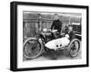 FW Dixon on a Harley-Davidson, with a Passenger in the Sidecar, 1921-null-Framed Photographic Print